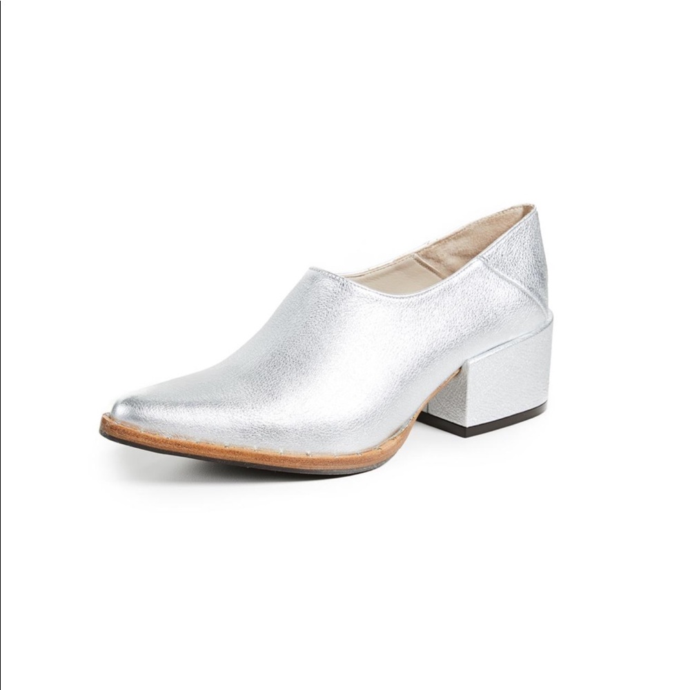Freda Salvador Block Heel Booties In Silver Size 9